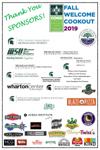 COGS Fall Welcome Cookout Sponsor Flyer 2019