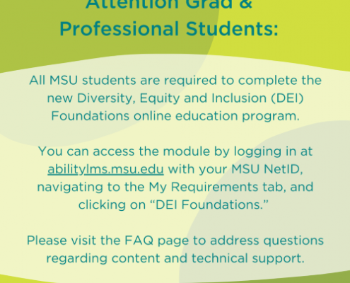 flyer explaining grad student DEI module requirement
