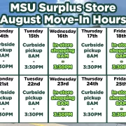 MSU Surplus Aug 2023 move in hours poster